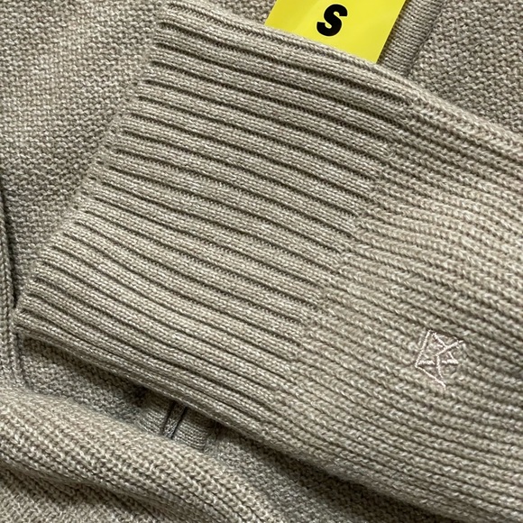 Modern Ambition Beige Full-Zip Knit Hoodie Sweater | Size Small - Picture 7 of 12